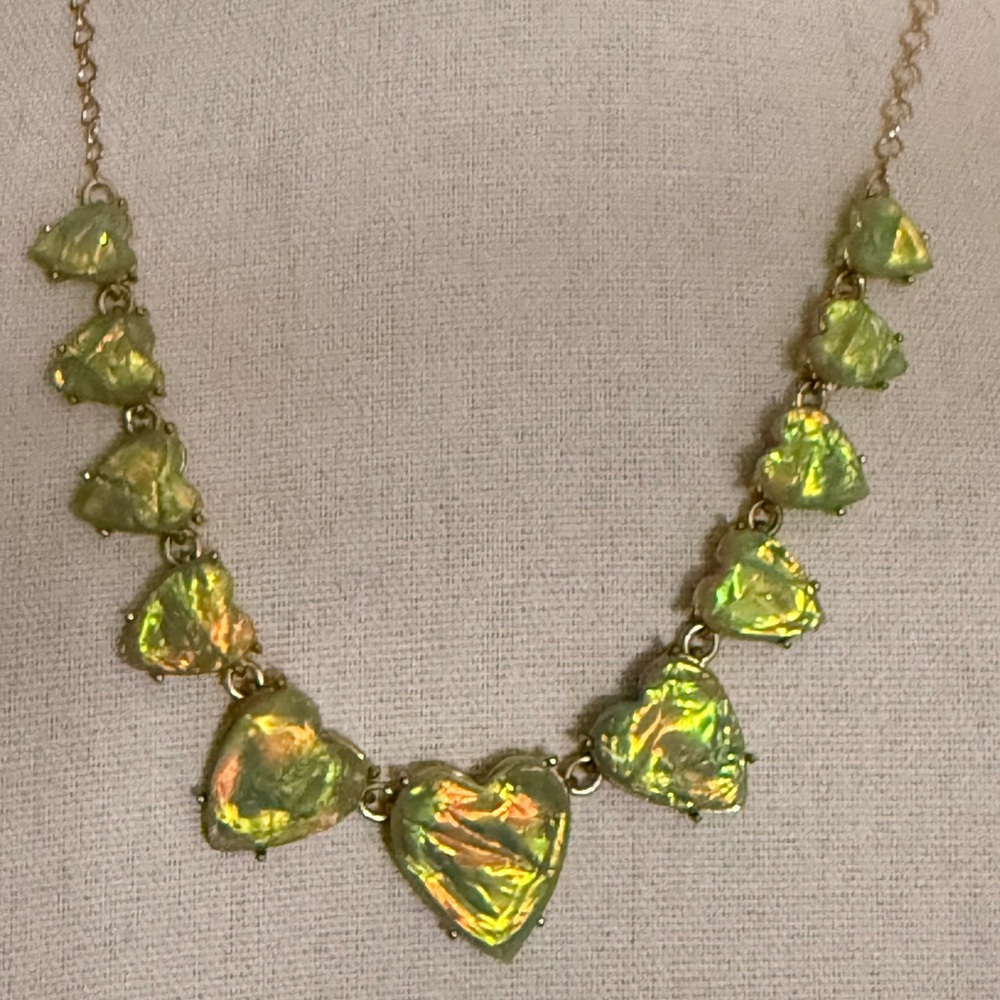Betsey Johnson Heart Stone Frontal Necklace